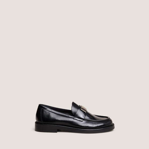Mocassins à bouts arrondisen cuir noir | DANAIS