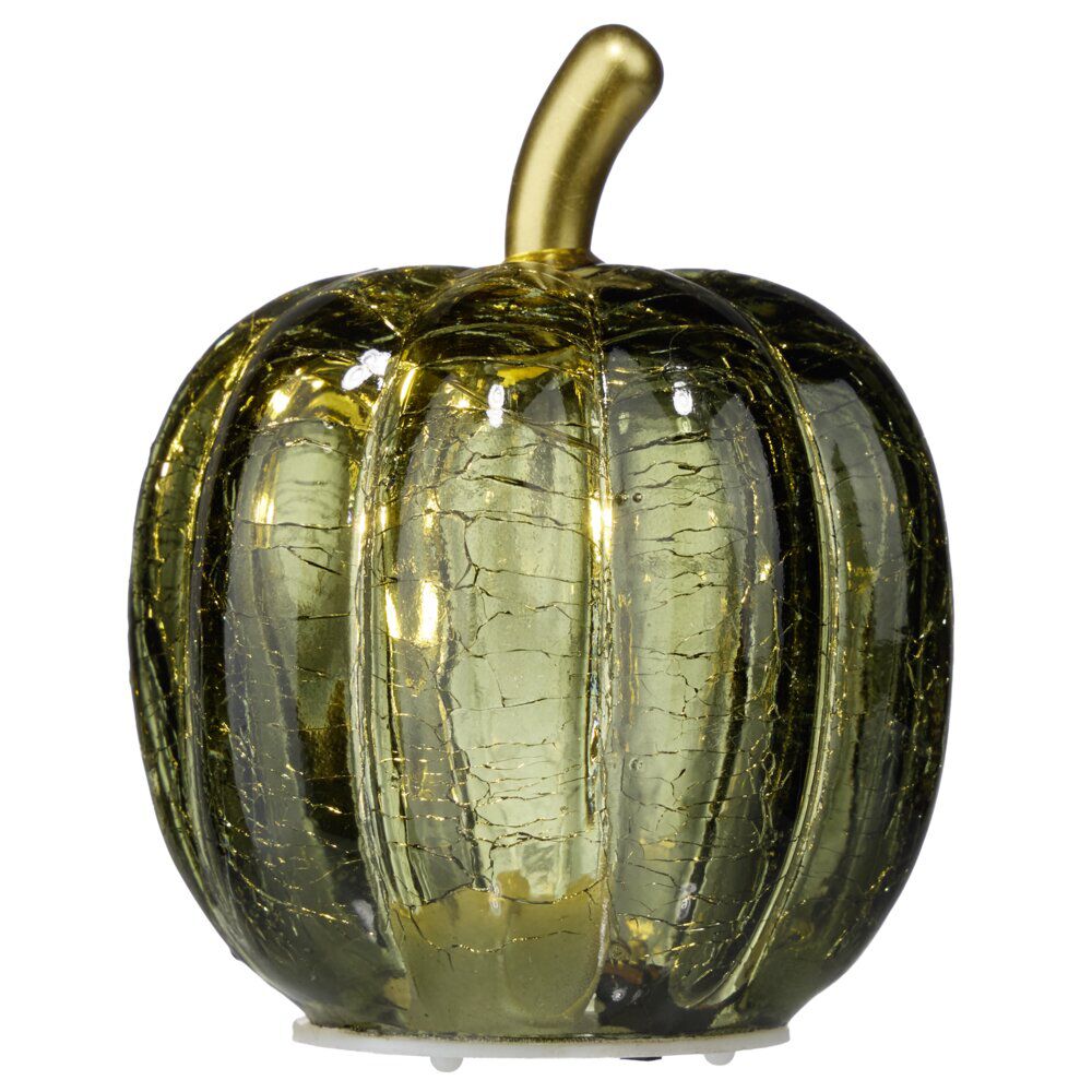 Citrouille décorative automne verre à LED Ø7,5xH9,5cm (4 modèles)