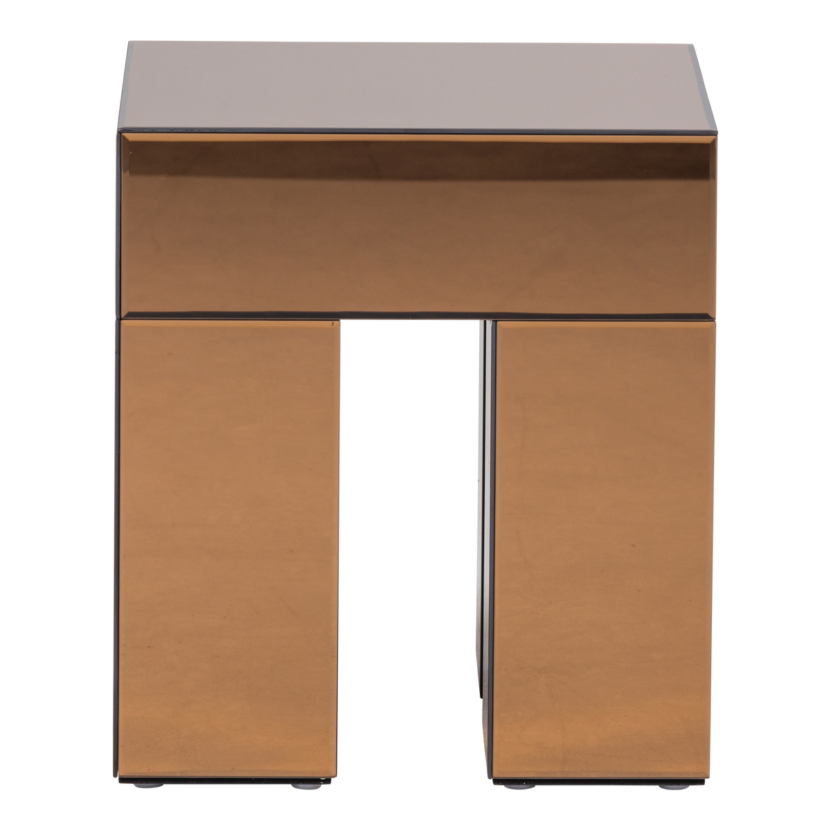WOOOD bijzettafel Mirrox - Hout/Spiegelglas - Bruin - 50x45x45