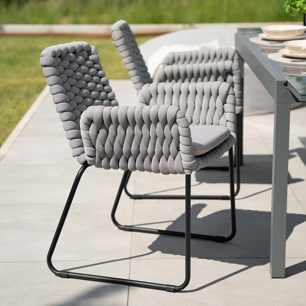 HOME DELUXE tuinstoel met armleuningen in touwvlechtwerk BALERO lichtgrijs - Qty: 1