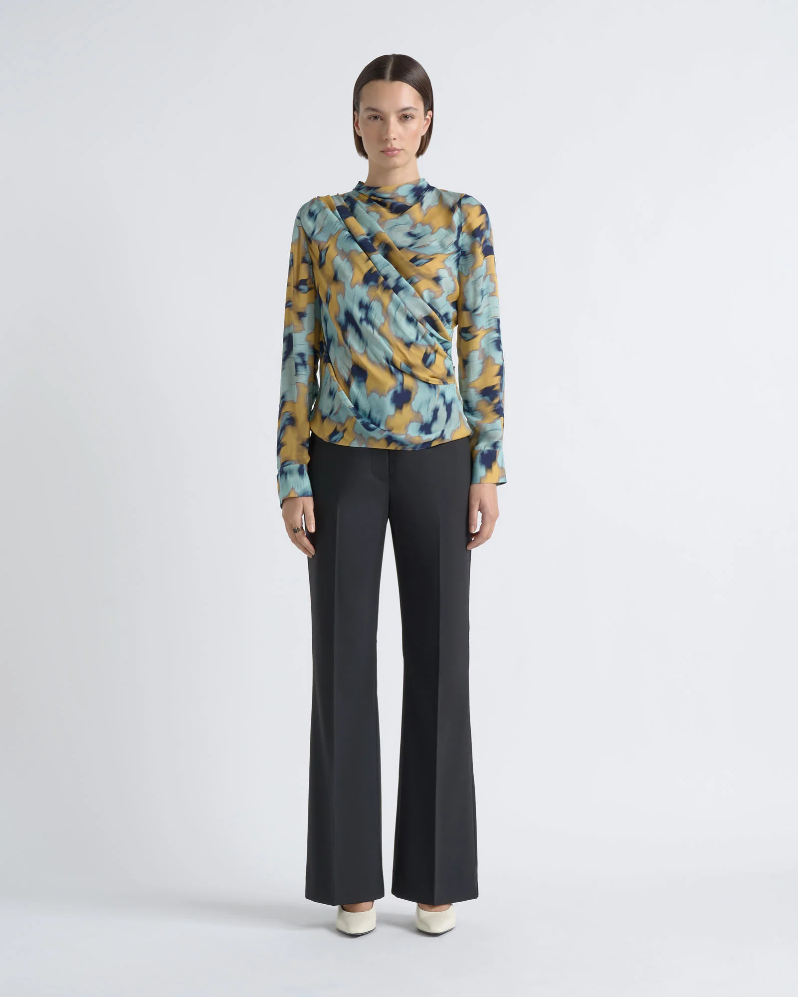 Blurred Floral Drape Top