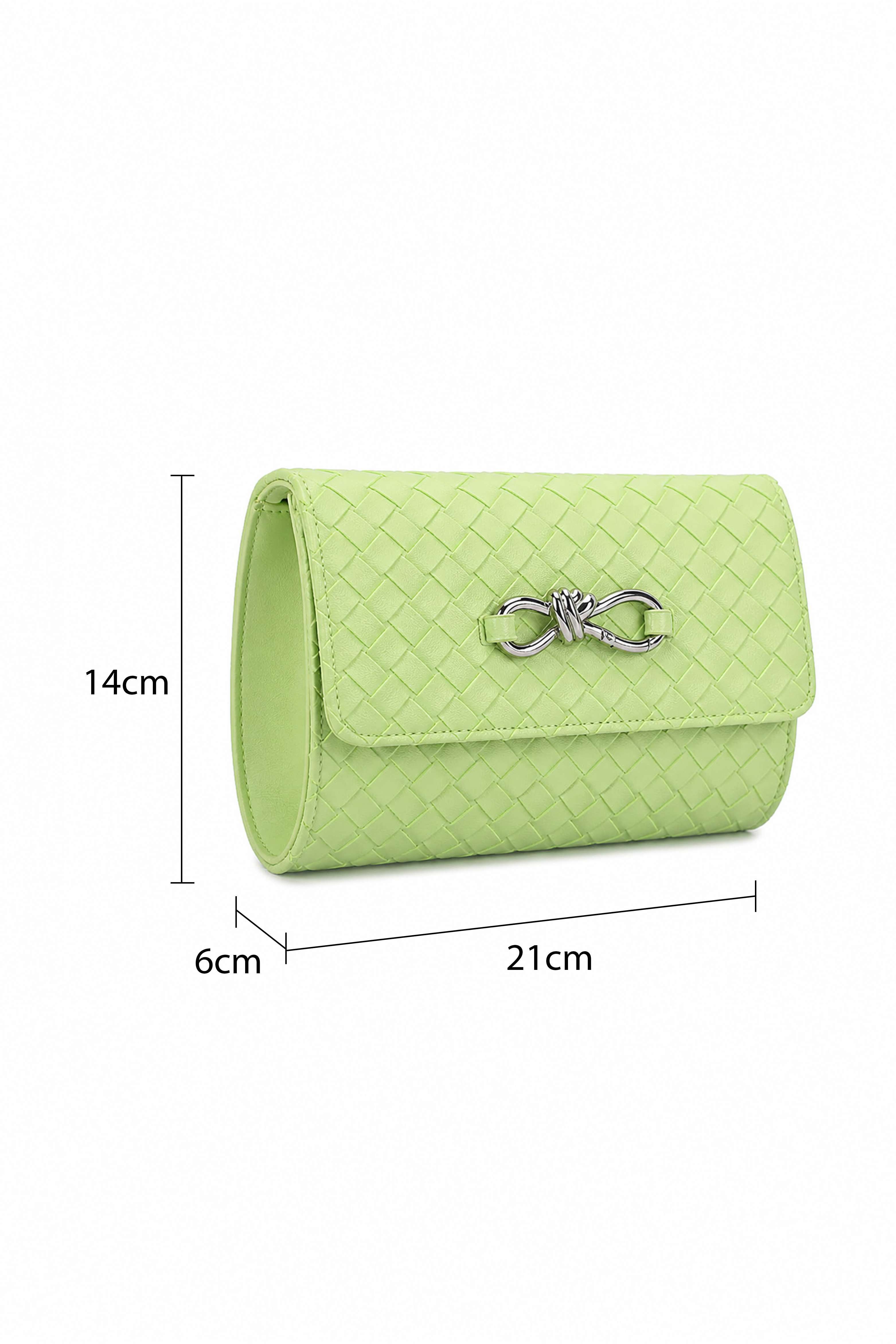 Kitise Woven Flap Small Clutch Crossbody Bag with Knot Detail