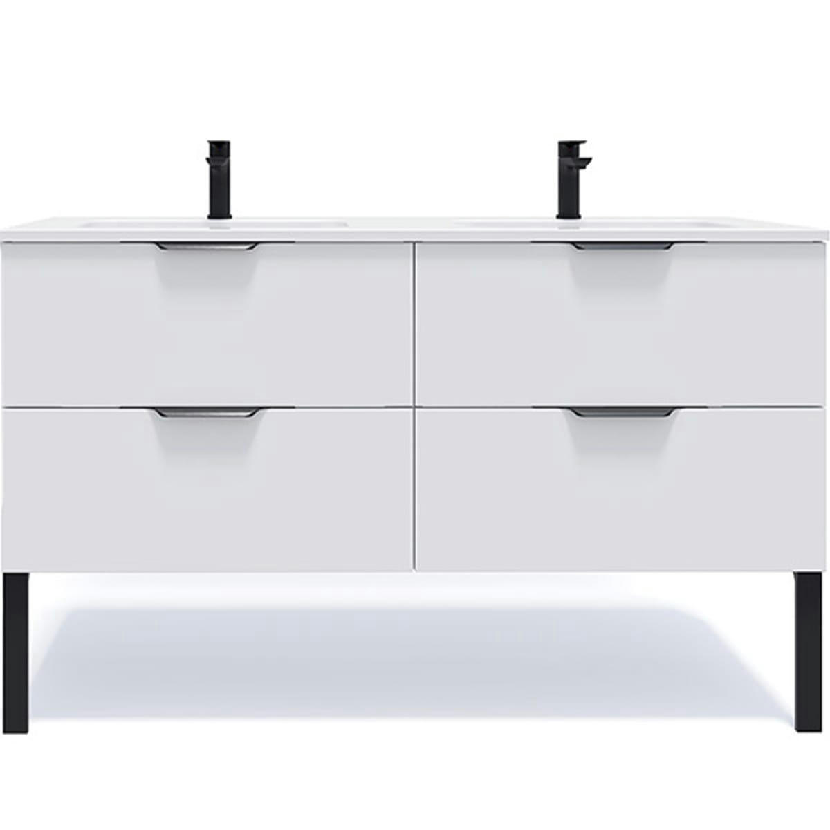 SOHO - Meuble salle de bain double vasque 140cm 4 tiroirs Blanc