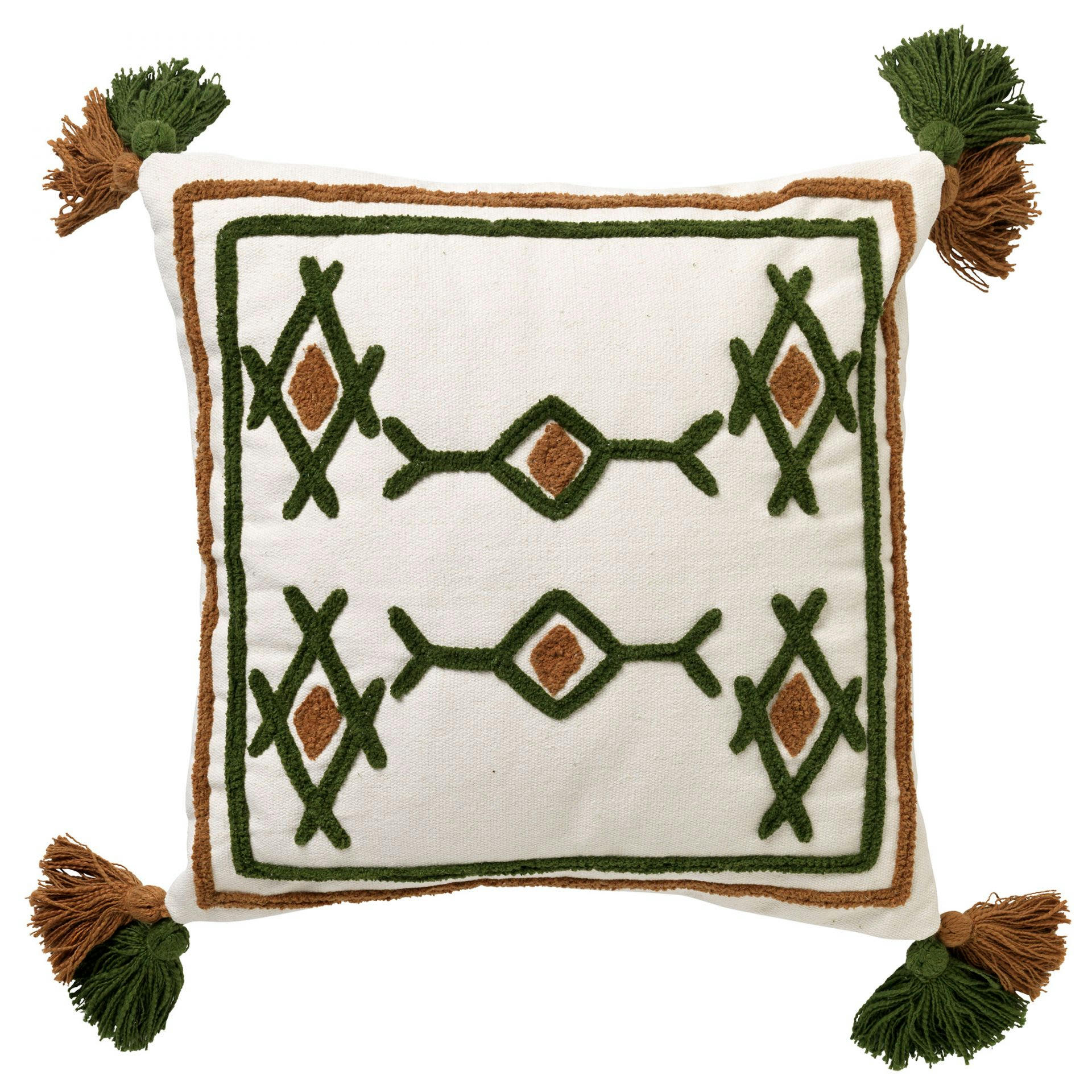 - Coussin - vert en coton 45x45 cm avec imprimé rétro