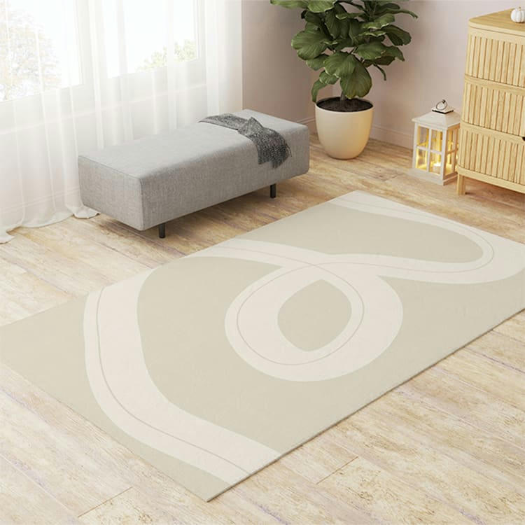 - Tapis salon en polyester beige