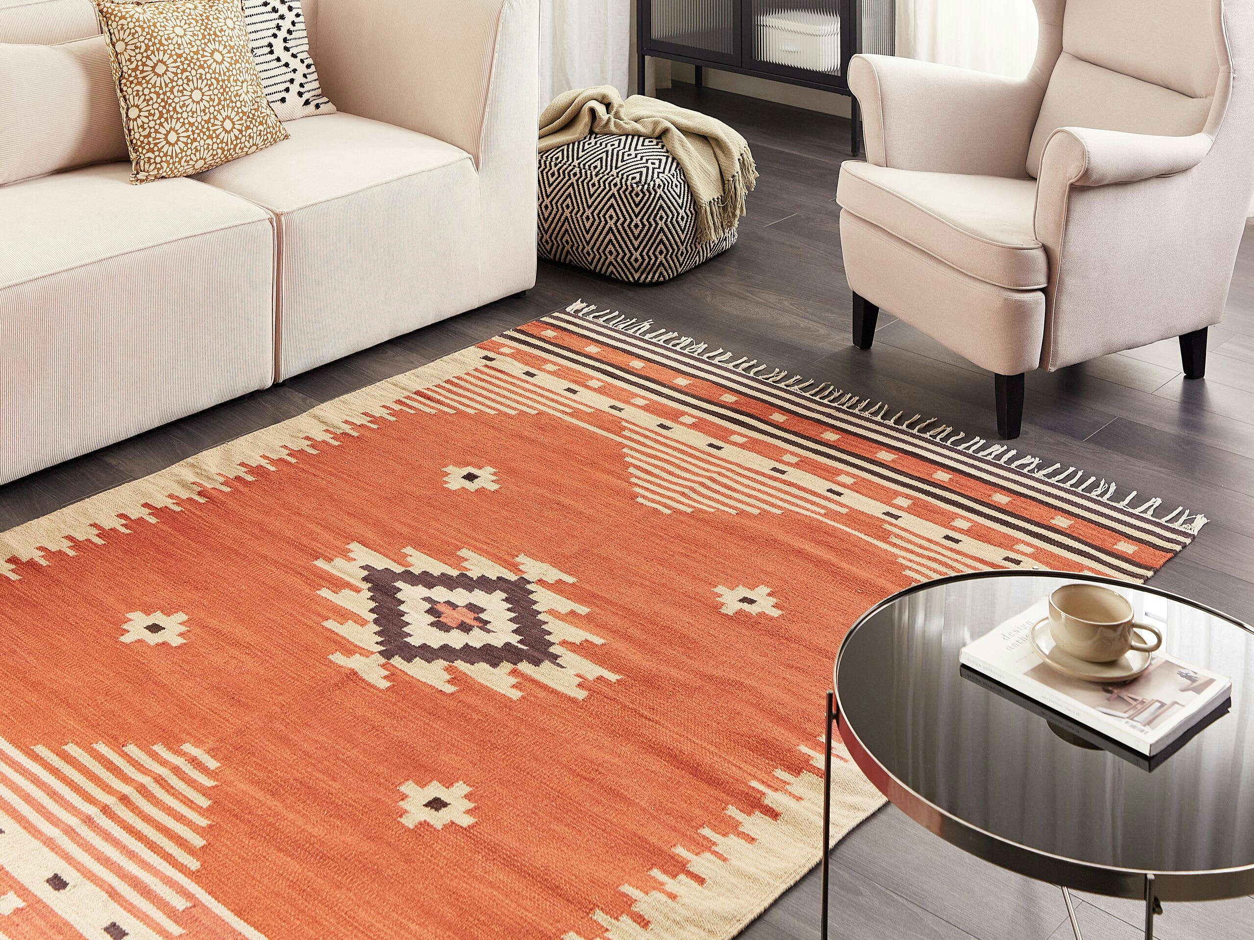 GAVAR - Tapis en tissu orange 230x160cm