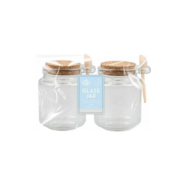 C&m Cork Top Glass Jar With Spoon 2 Pk