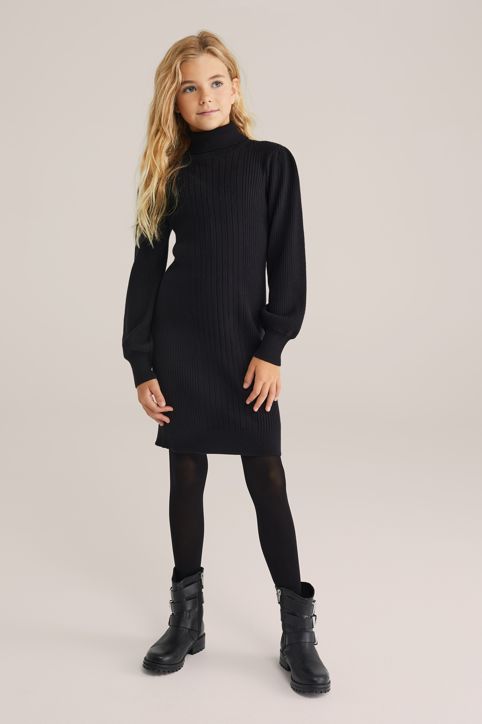 Meisjes jurk met ribstructuur