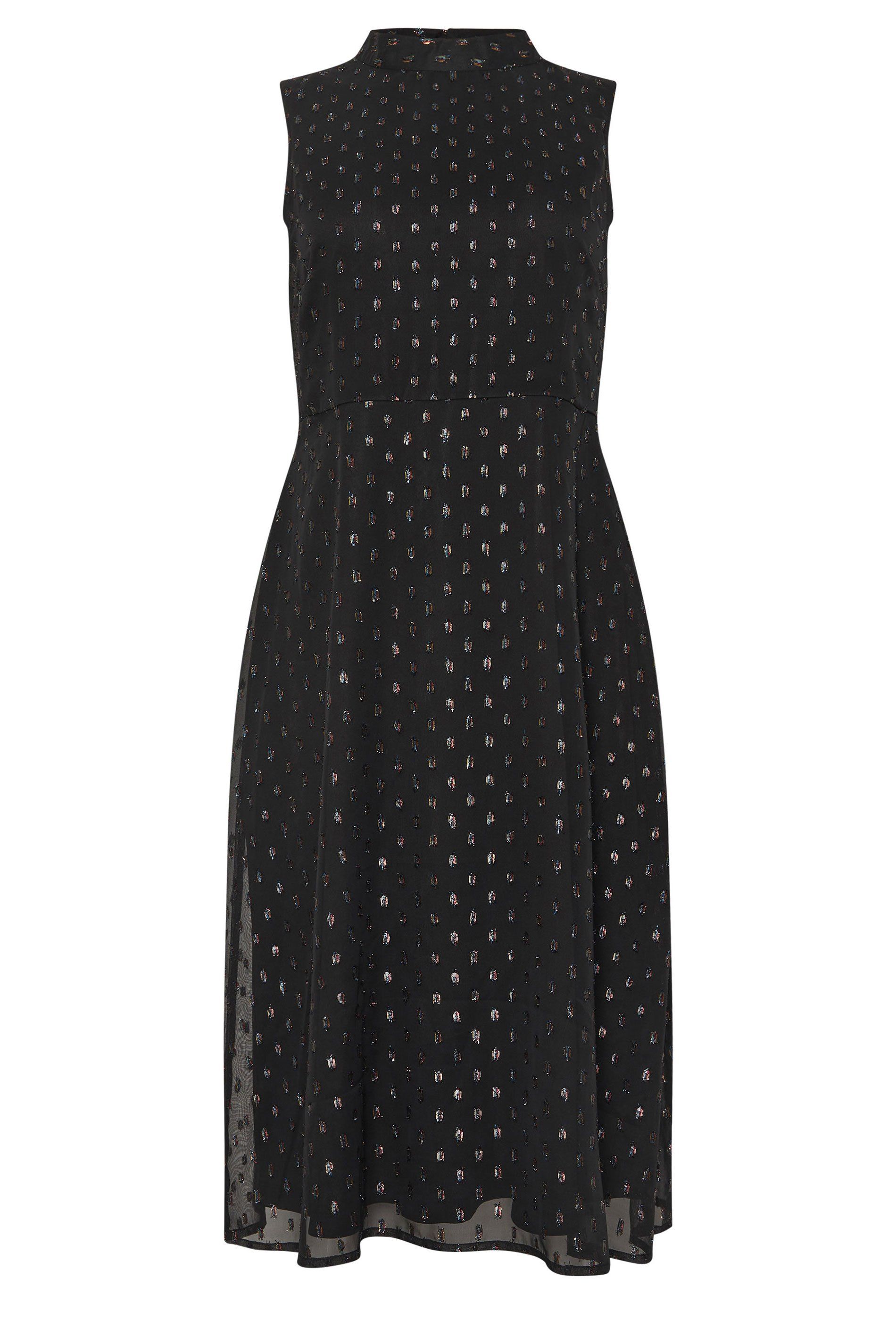 M&Co Metallic Detail High Neck Midi Dress