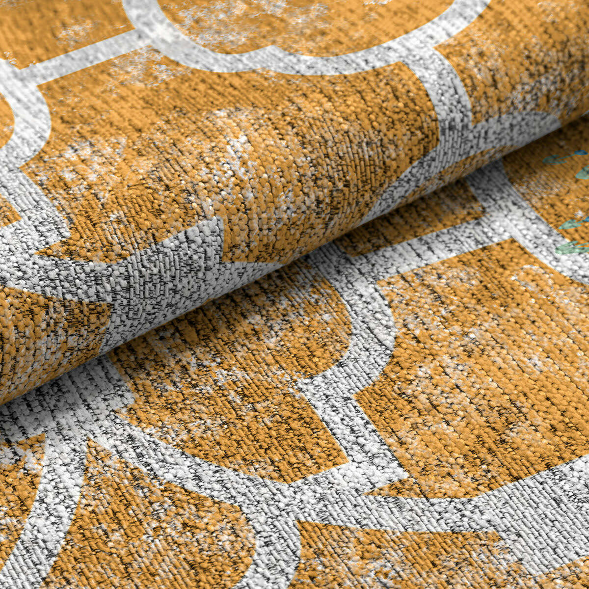 NICOSIA - Tapis décoratif en coton en impression digital jaune 140x200 cm