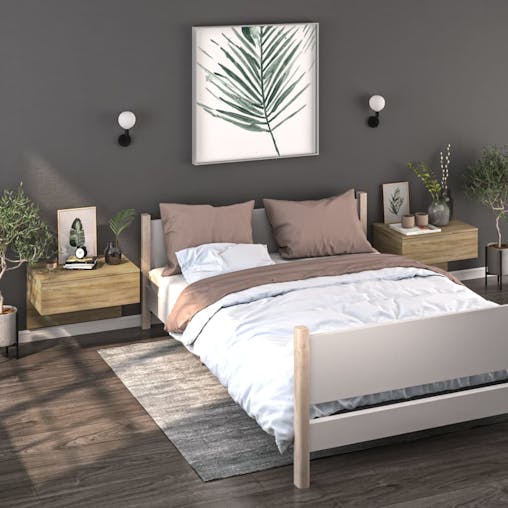 NNEVL Wall-mounted Bedside Cabinets 2 pcs Sonoma Oak