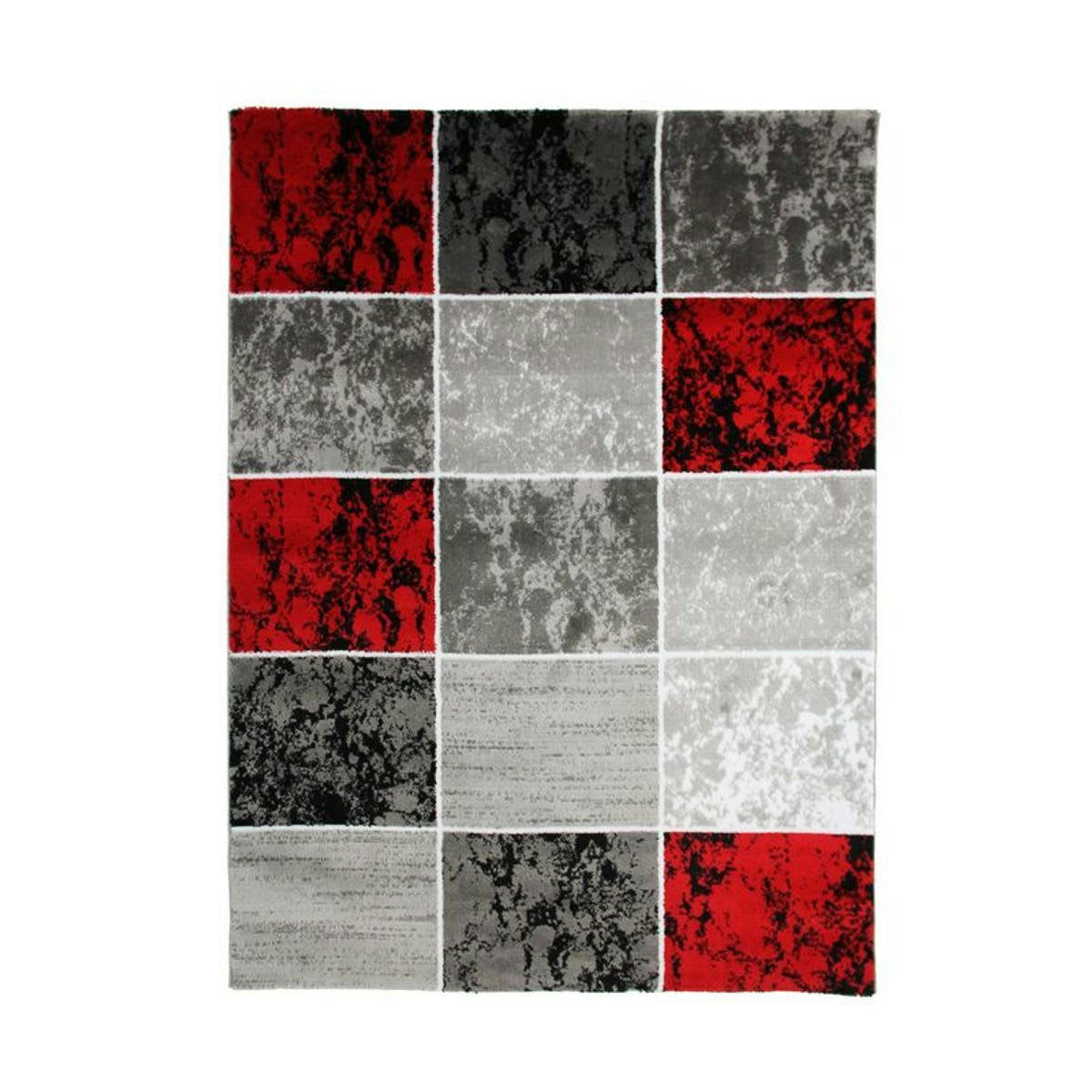 METRO - Tapis à motifs cubes rouge 240x340