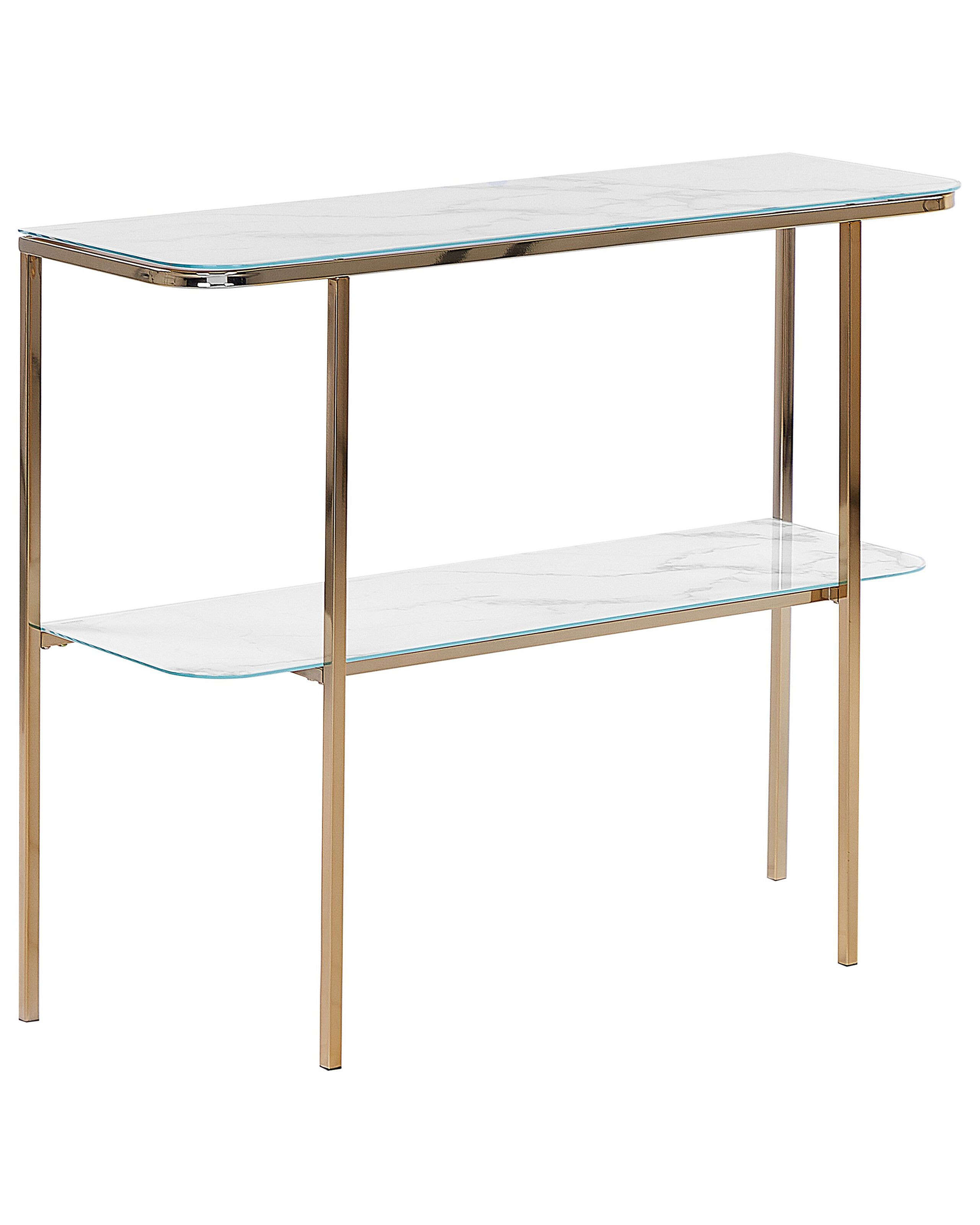 Konsola stolik 100x33cm blat marmur biały złoty