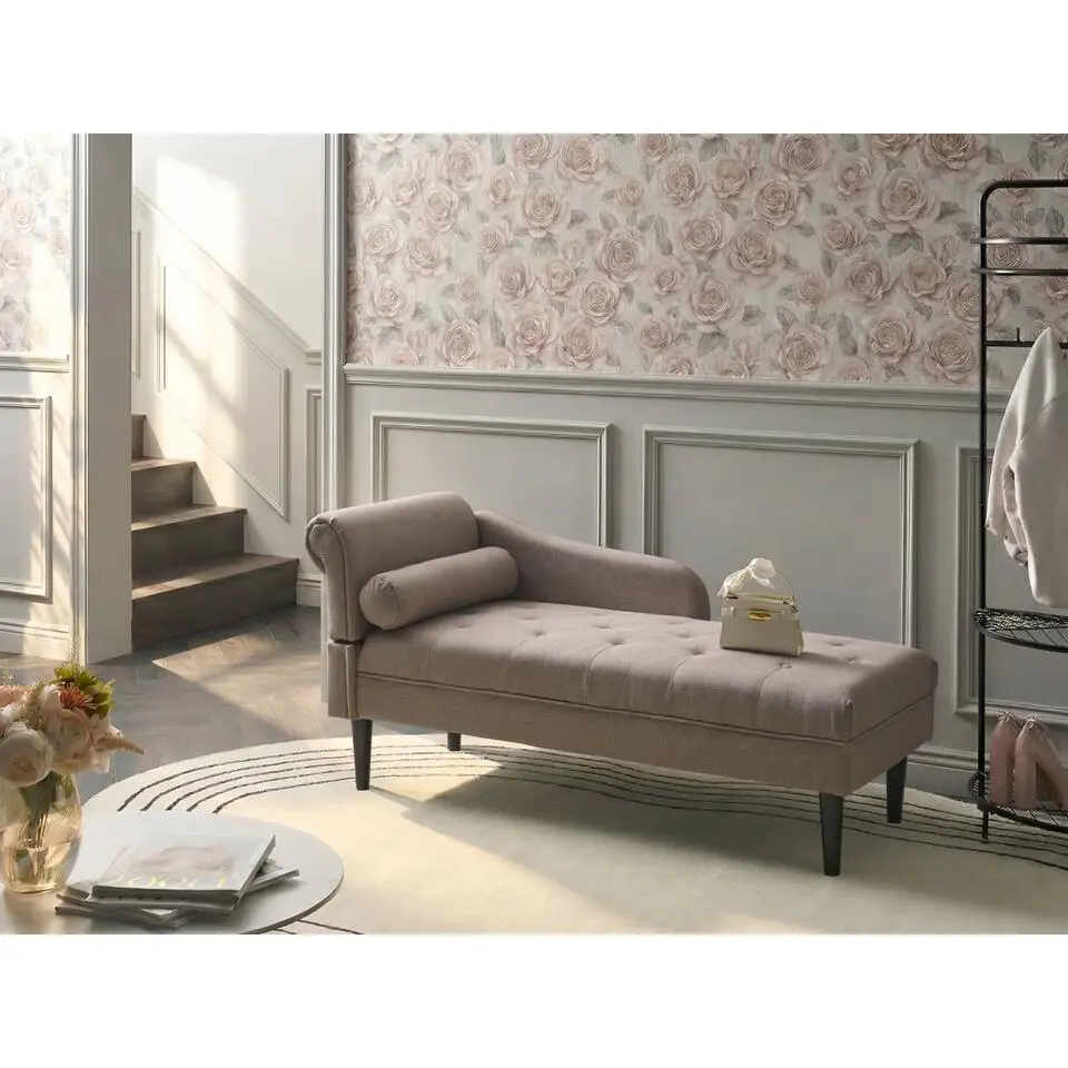 YVOIRE - Chaise longue - Taupe - Linkszijdig - Stof