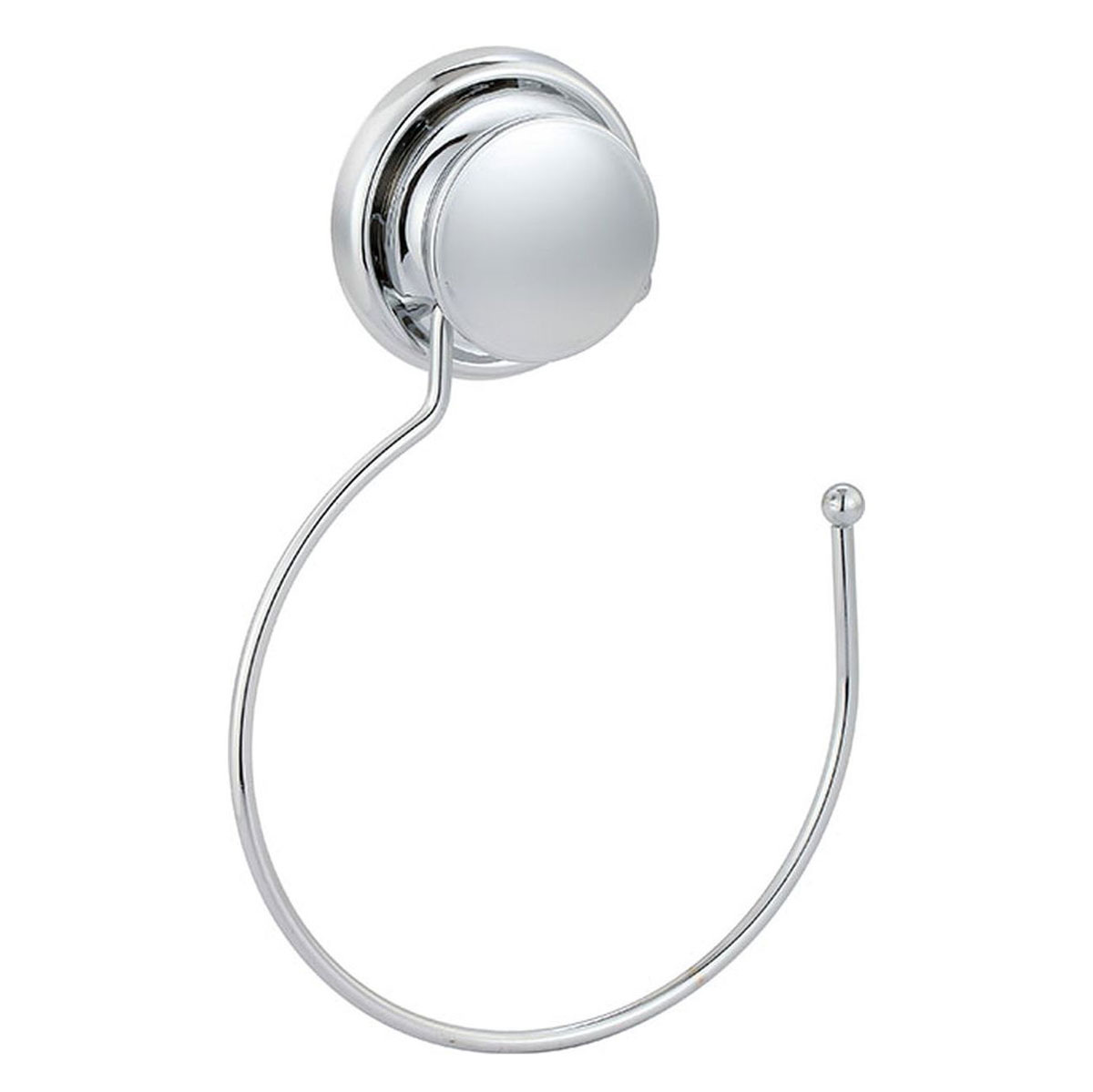 Toalheiro redondo em metal com ventosa cromado