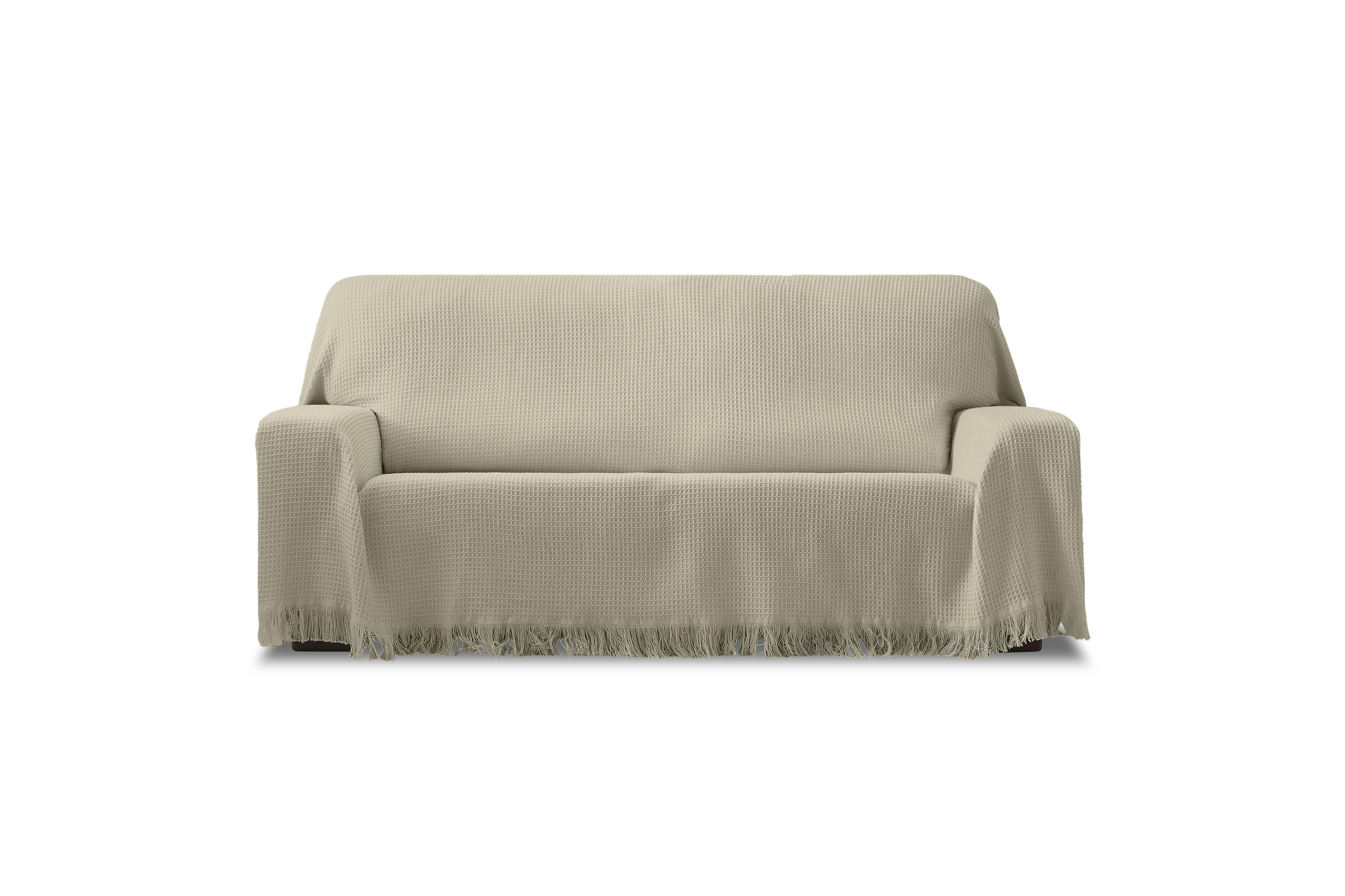 EYSA - Plaid polyvalent taupe 230 cm (Mesures comptant les franges)