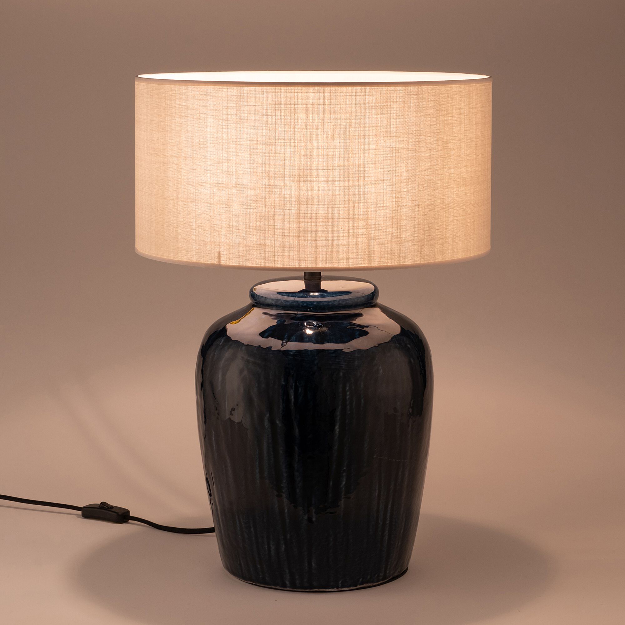 CATALINA - Pied de lampe électrifié en grès D27cm - bleu