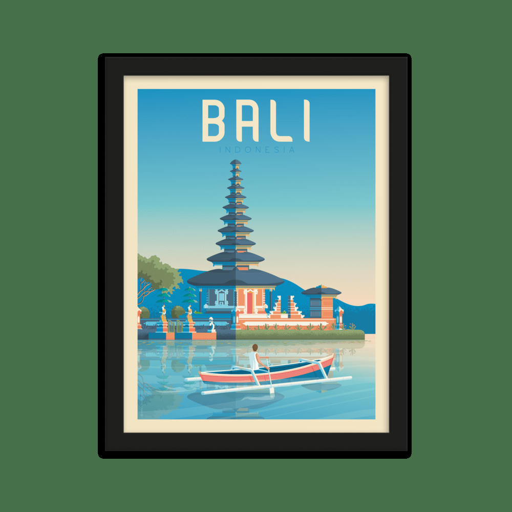 - Affiche Bali Indonésie + Cadre Bois noir 21x29,7 cm