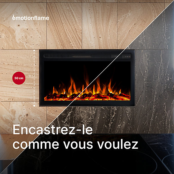 Insert électrique Emotion Flame Infinity pour cheminée électrique - encastrable - 71x14x50 cm - cheminée LED 750/1500 W