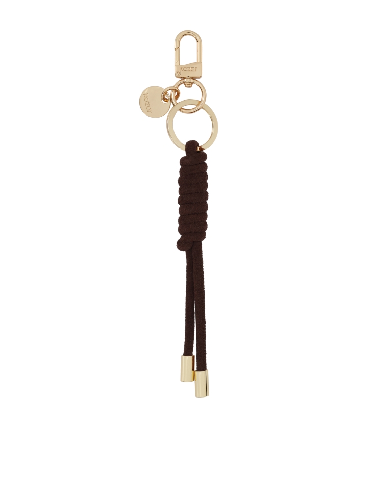 Brown key ring with a decorative knot