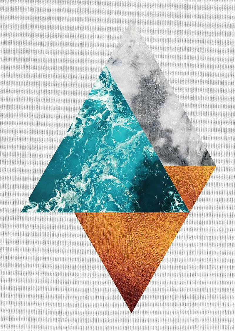 ABSTRAIT - Tableau métal géométrie triangles 32x45