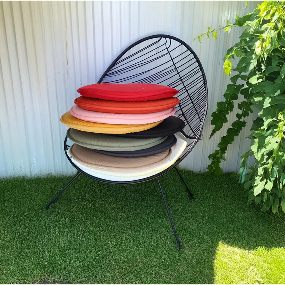 Stof Textile Home stoelkussens - zwart - D40 x H3 cm