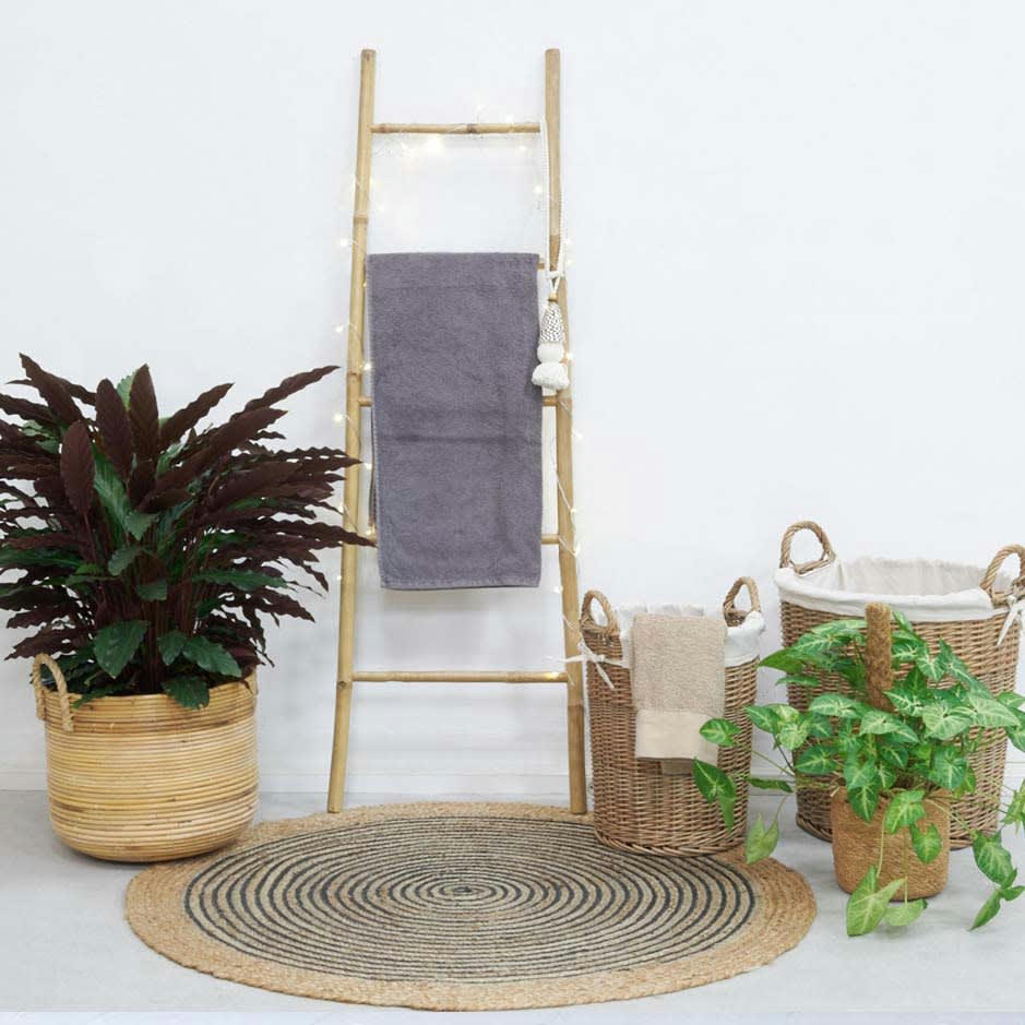 - Échelle porte serviette en bambou naturel