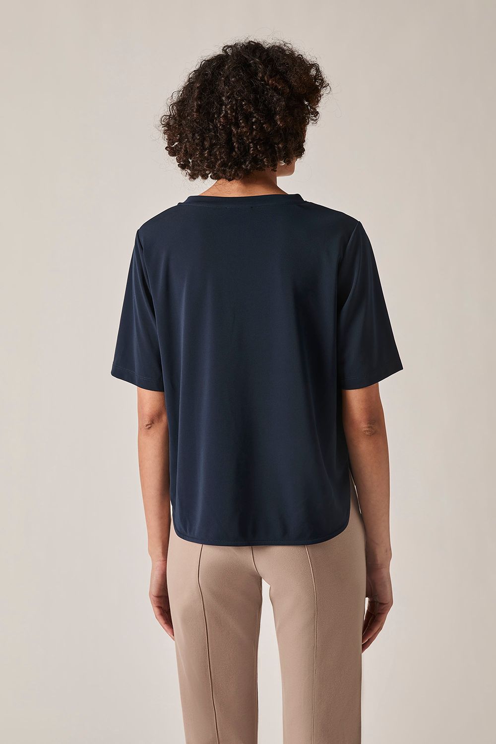 James Lakeland Navy Jersey V-Neck Top