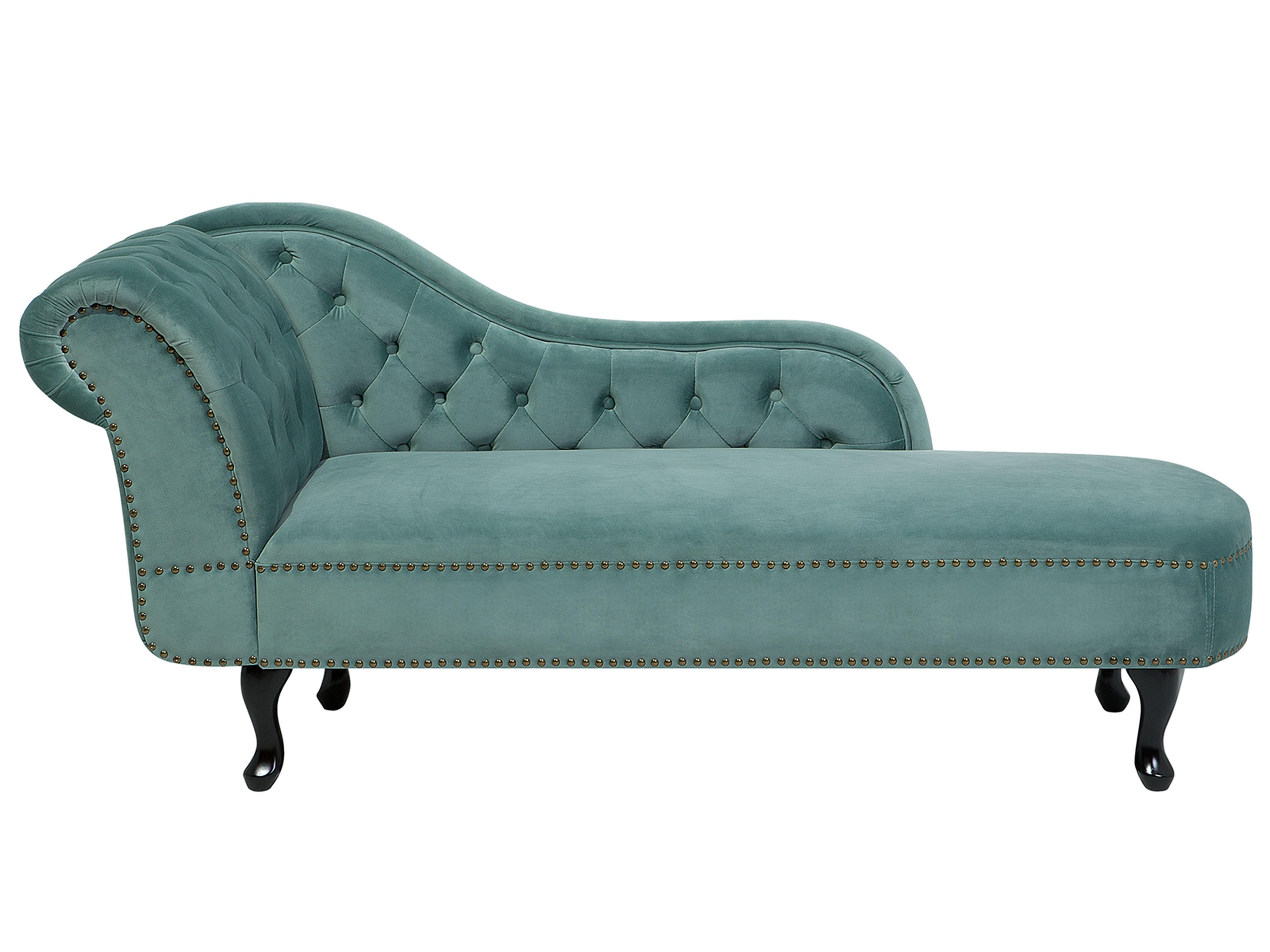 Left-Hand Chaise Longue NIMES Velvet Mint Green