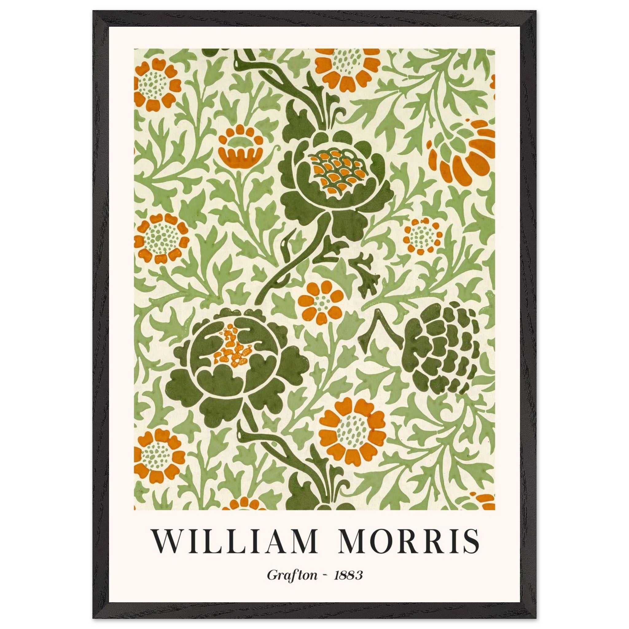 Artfulprints Poster met Lijst William Morris - Grafton 1883  - 70x100 cm - Groen