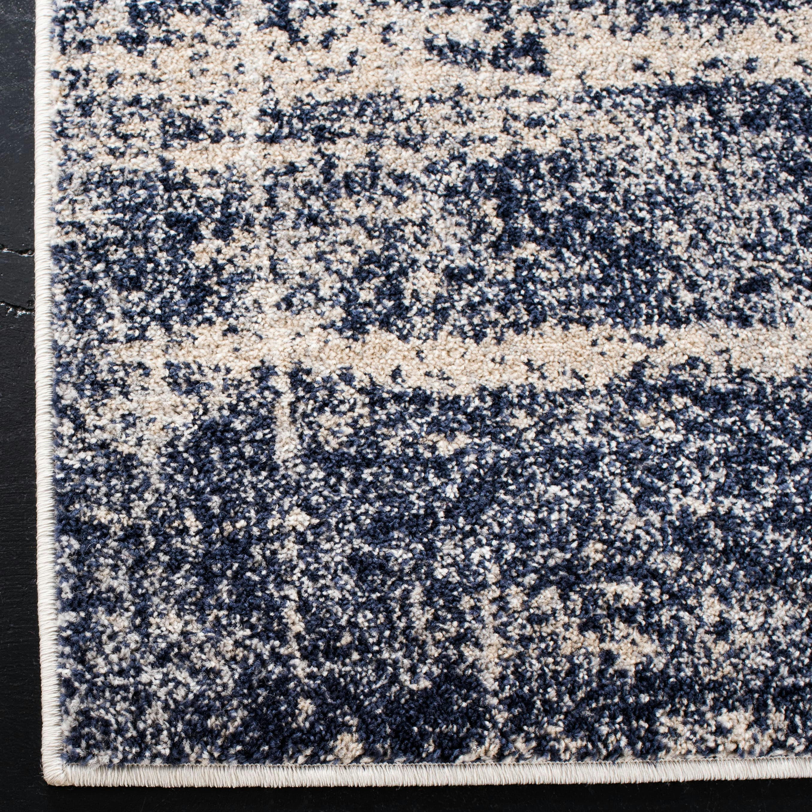 ADIRONDACK - Tapis de salon interieur en or & bleu marine, 155 x 229 cm