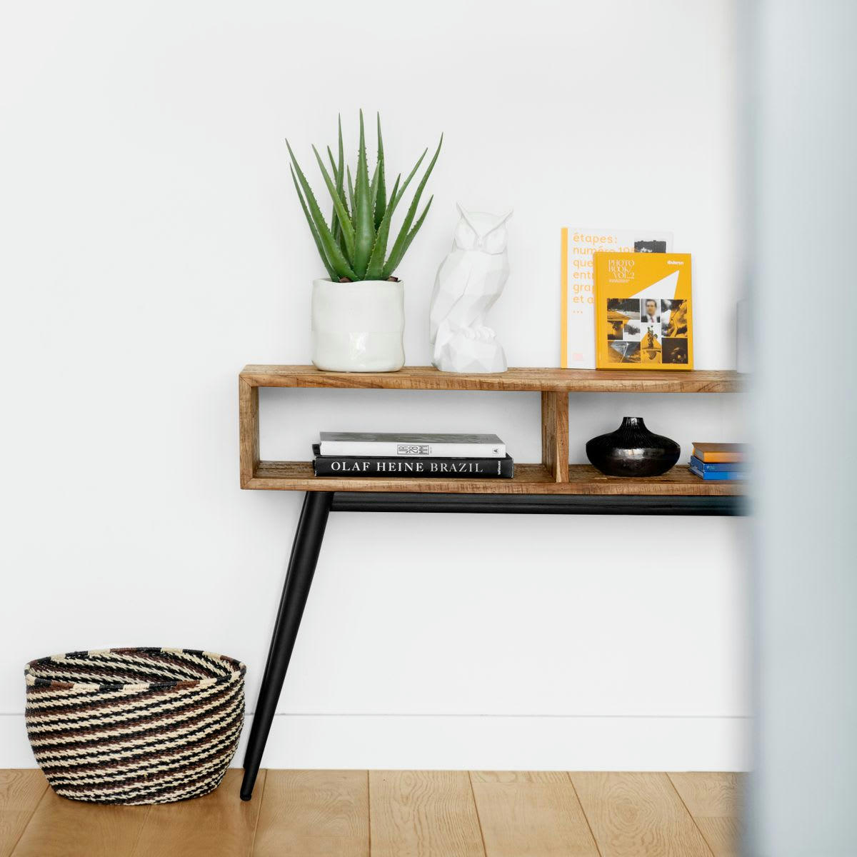 WOODY - Console en teck recyclé et métal