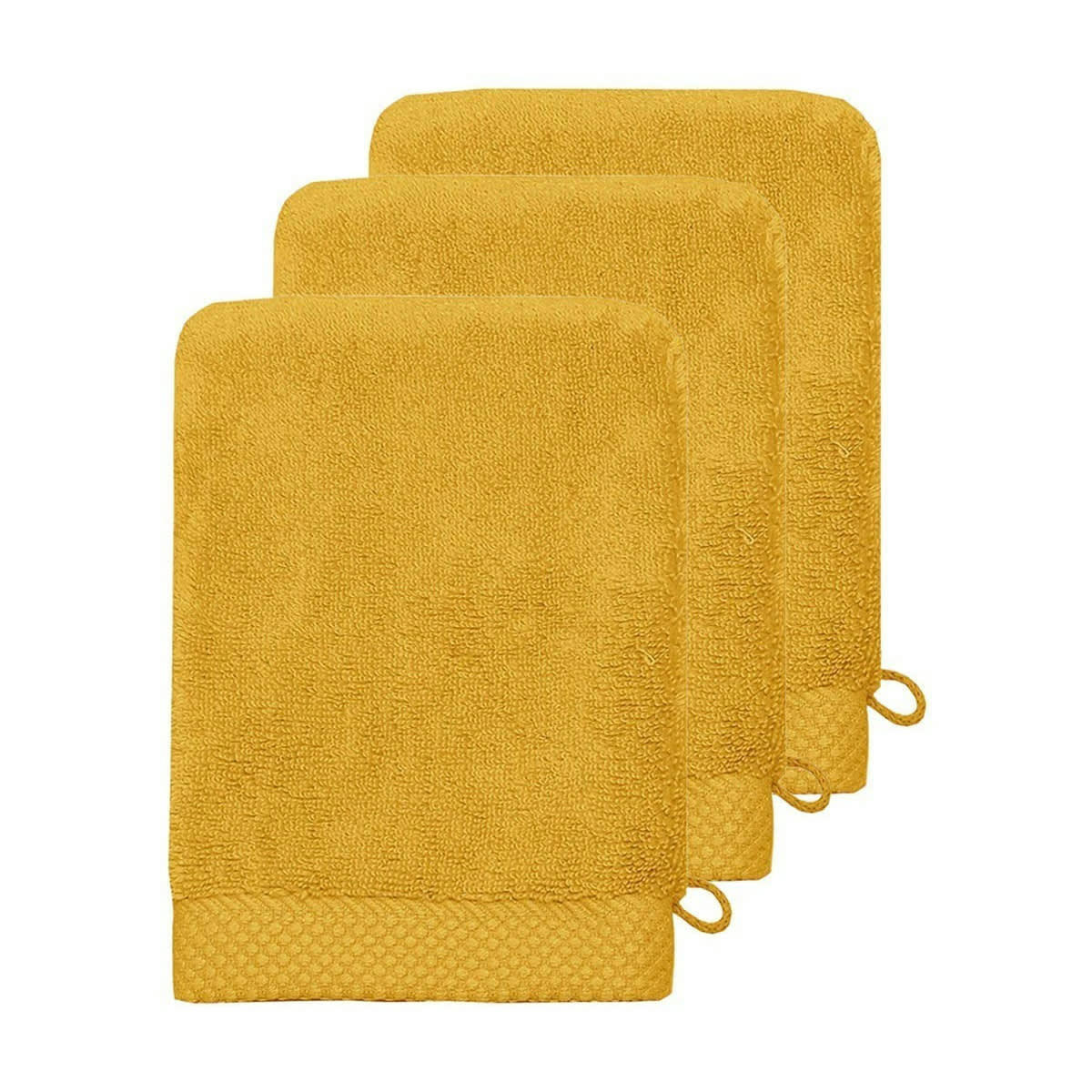 SENSOFT - 3 gants de toilette zéro twist 560gr/m²  safran 16x22 cm
