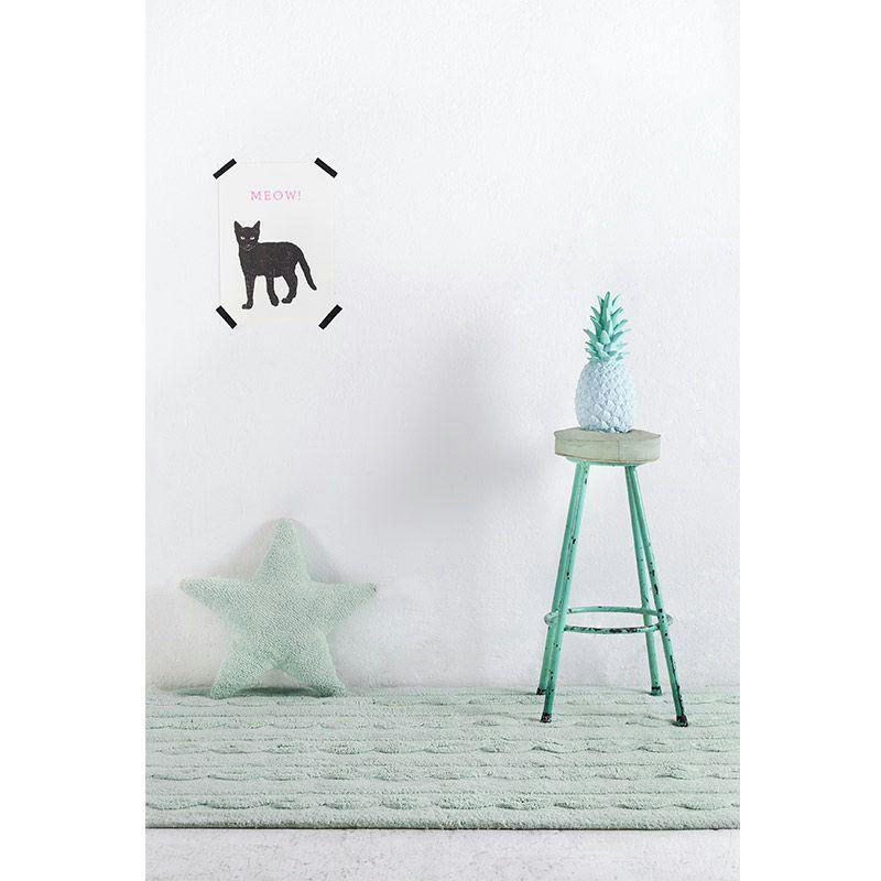 TRESSE - Tapis coton motif tresse vert 120x80