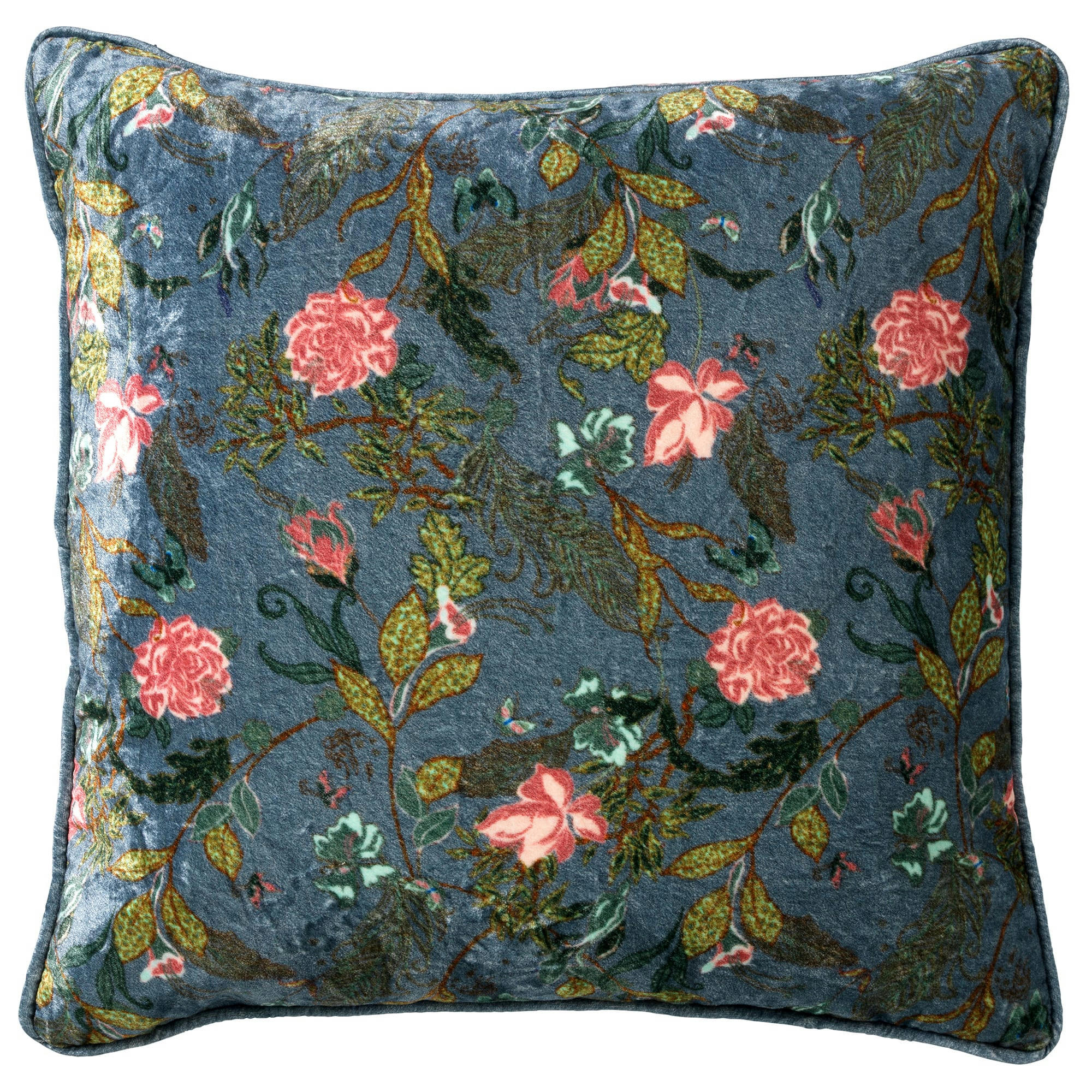 MIKKY - Coussin - bleu doux 45x45 cm avec motif fleuri