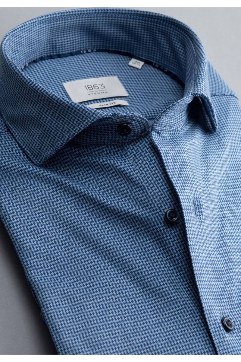 ETERNA 1863 Slim Fit Jerseyhemd blau, Strukturiert