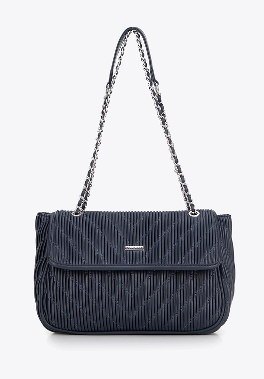 Crossbody z ekoskóry na łańcuszku granatowa