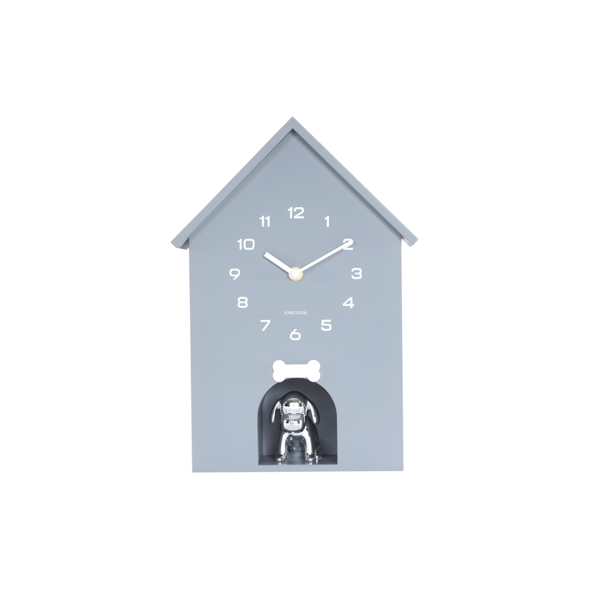 Karlsson wandklok Dog House - grijs - 24.9x9x27cm