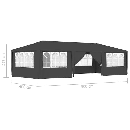 NNEVL Professional Party Tent with Side Walls 4x9 m Anthracite 90 g/m&sup2;