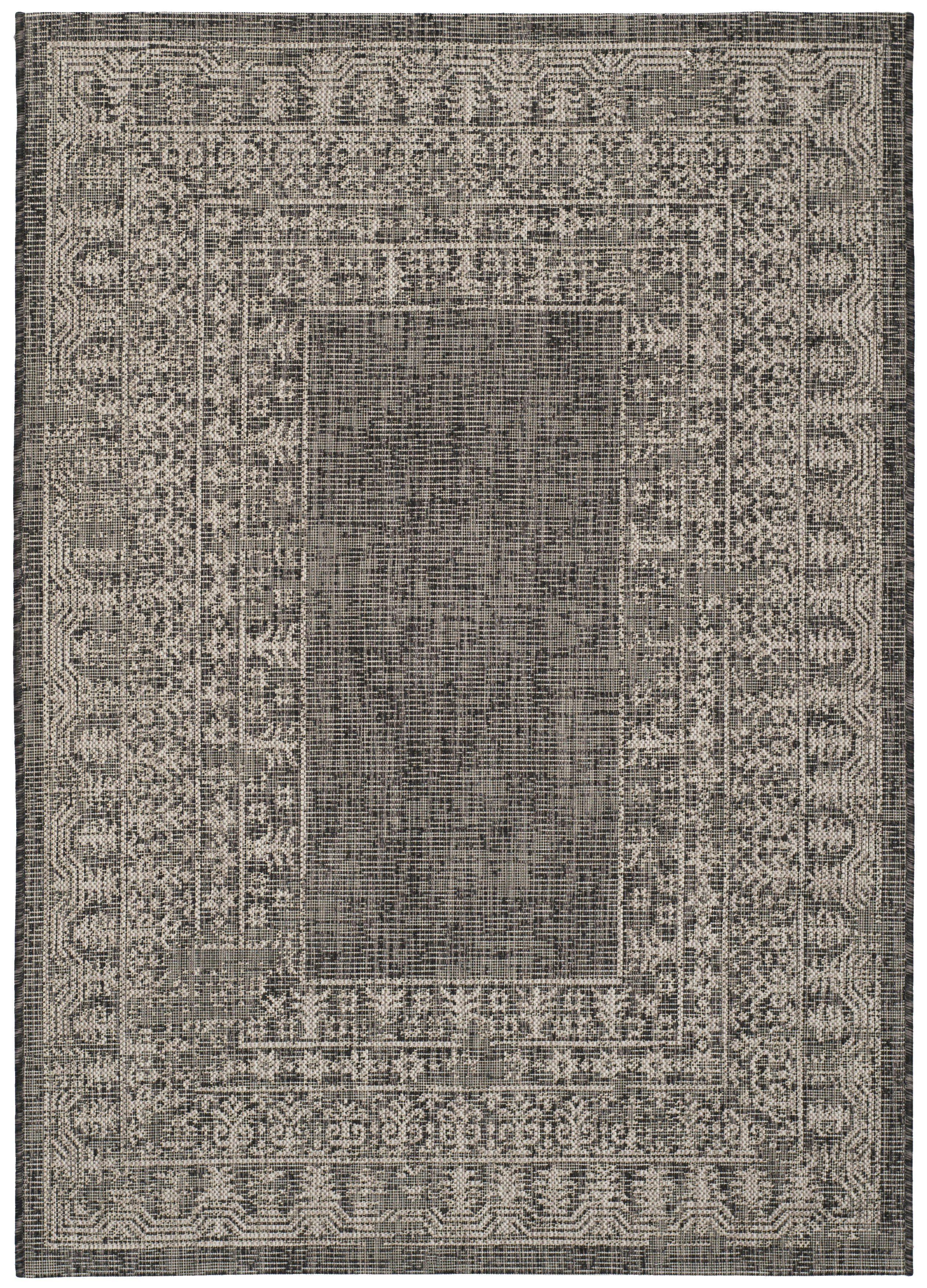 COURTYARD - Tapis interieur & exterieur en noir & beige, 122 x 170 cm