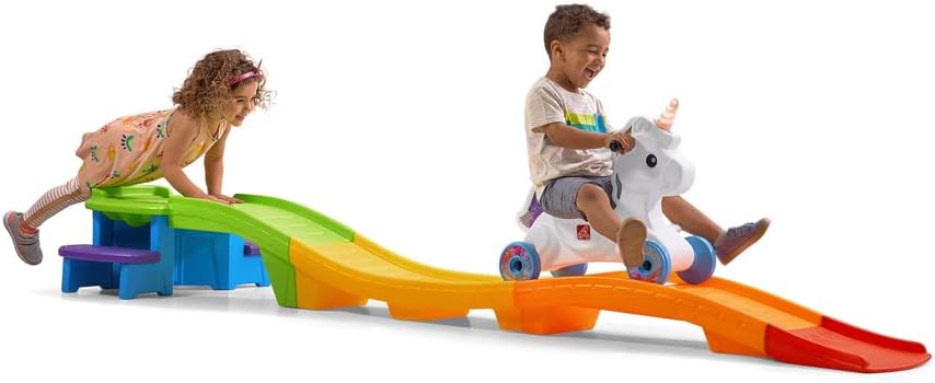 Unicorn Up  Down Roller Coaster Toy for Kids, Ride On Push Car, Indoor/Outdoor Playset, Toddler Ages 2 - 5 years old, Compact Storage, Max Weight 50 lb., Multicolor(Roller Coaster)