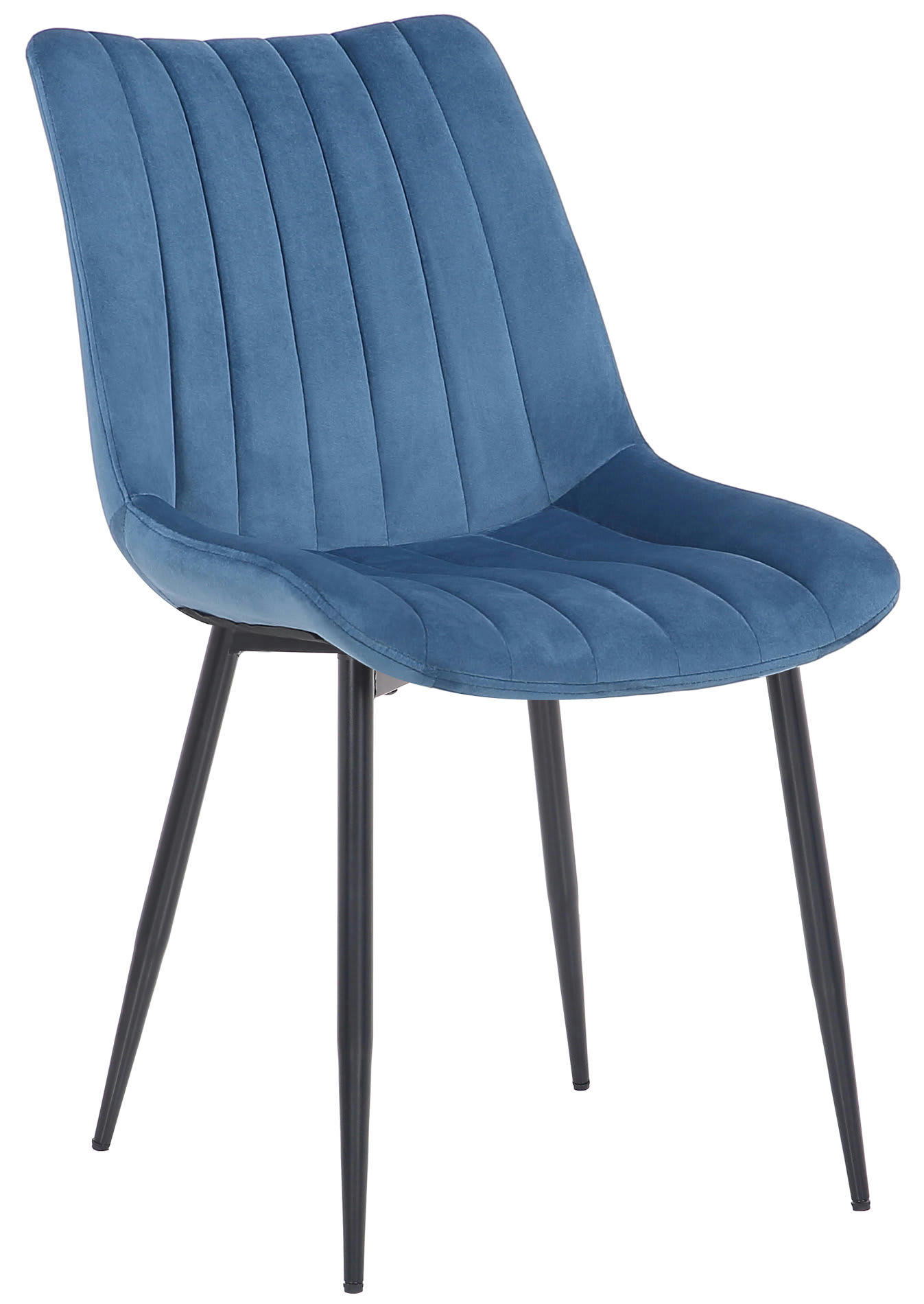 RAHDEN - Lot 2 chaises avec pieds métal et assise en velours Bleu