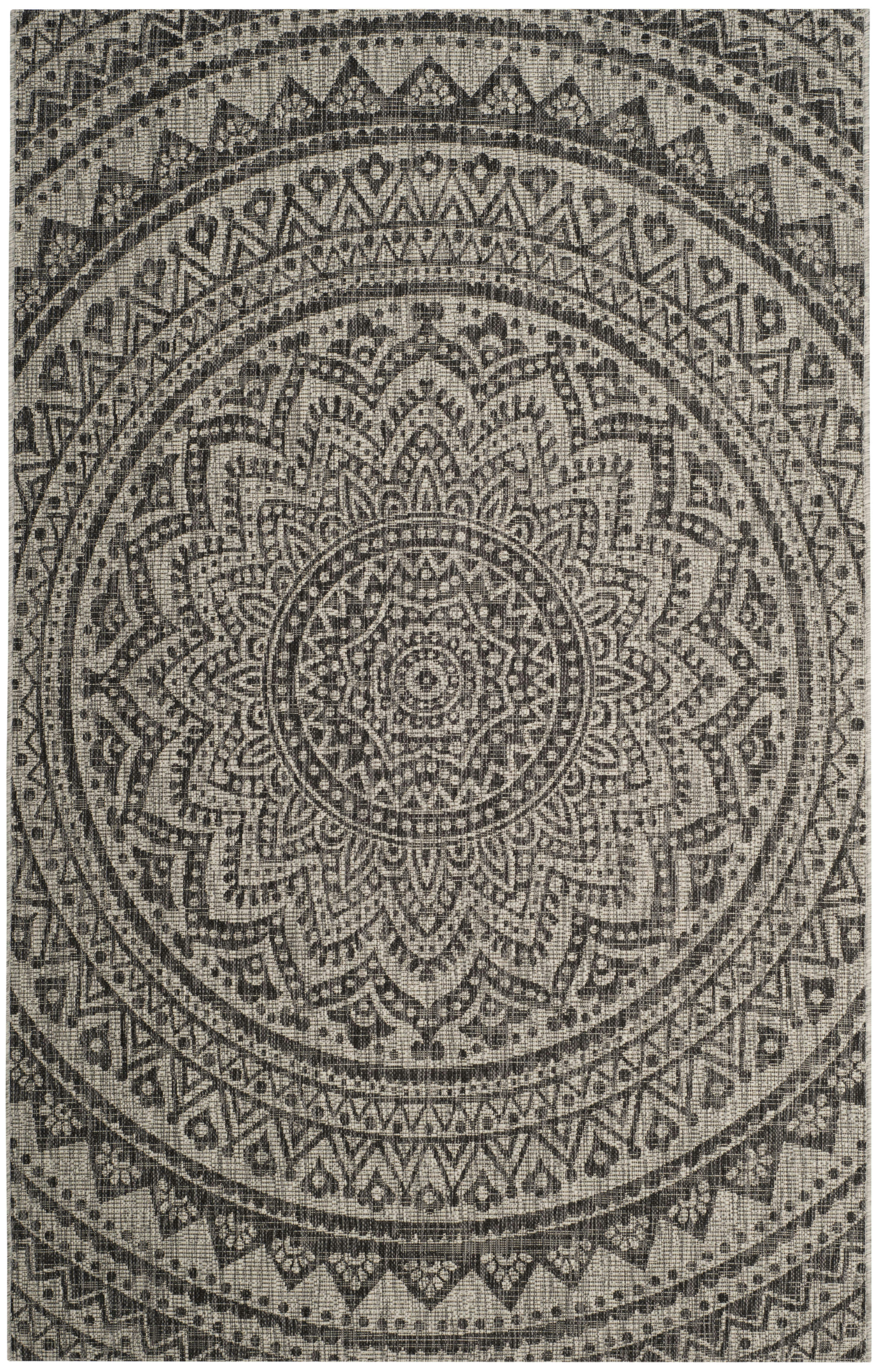 COURTYARD - Tapis interieur & exterieur en gris clair & noir, 201 x 290 cm