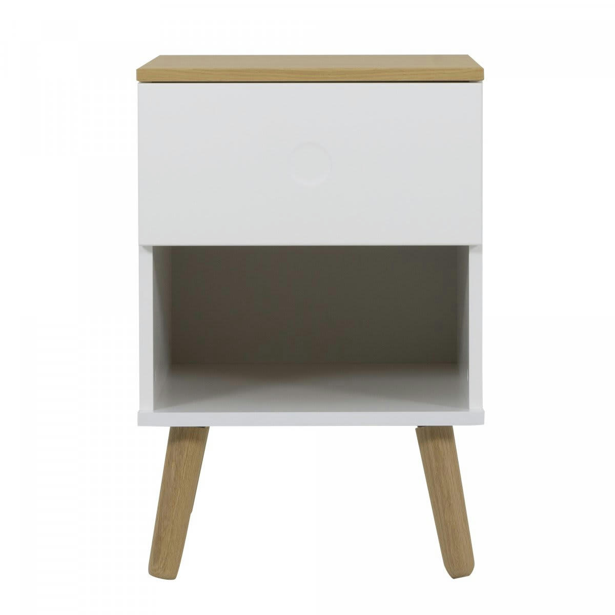 ZINO - Table de chevet 1 tiroir en bois blanc