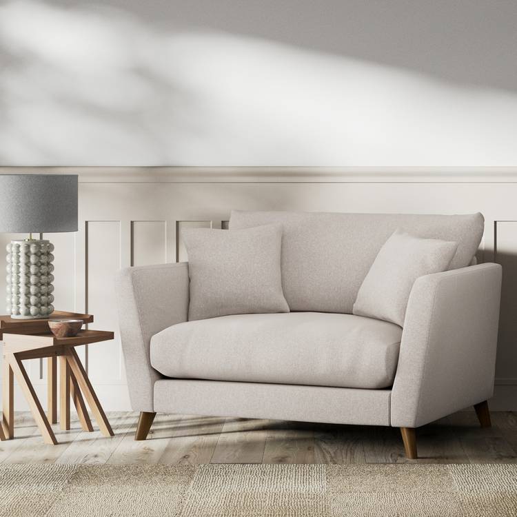 Habitat Lomond Fabric Cuddle Chair - Stone - Dark Leg