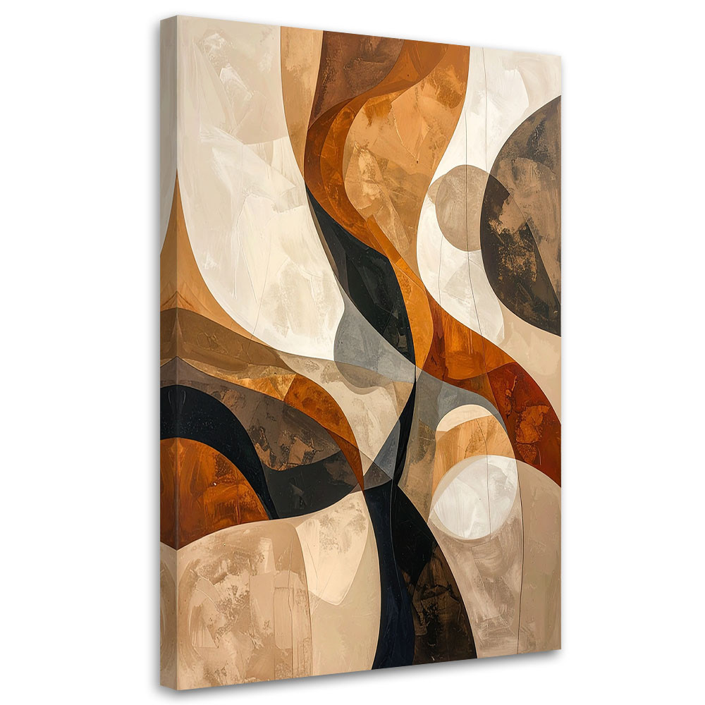 Obraz na płótnie, Abstrakcja geometryczna w beżowo czarnych 20x30
