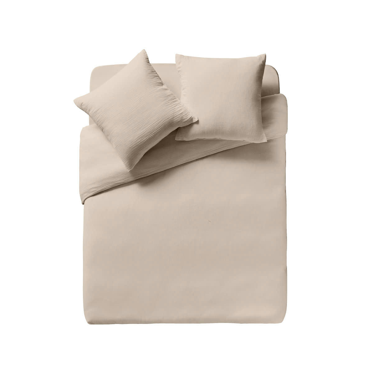 TENDRESSE - Parure de lit en gaze de coton beige 140x200