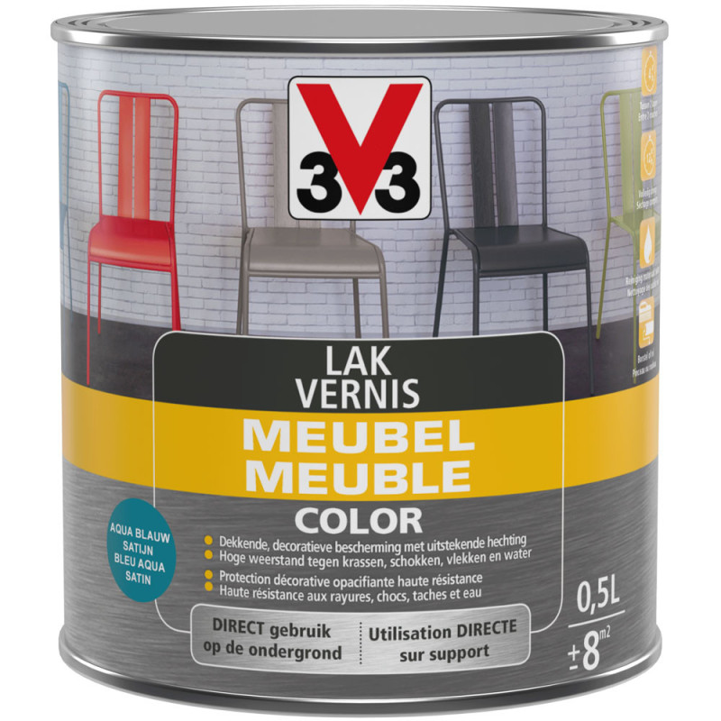 Vernis Meuble Color bleu aqua satiné 0,5 L V33