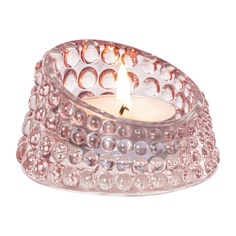 Waxinelichthouder open rond - roze - &Oslash;7.5x4.3 cm