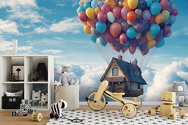 Papier Peint Enfant Intissé Panoramique Pour Enfant Chhambre Sky Ballons 350x250